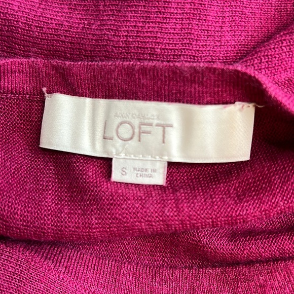LOFT lightweight 3/4 sleeve sweater, berry, size S - Picture 5 of 6